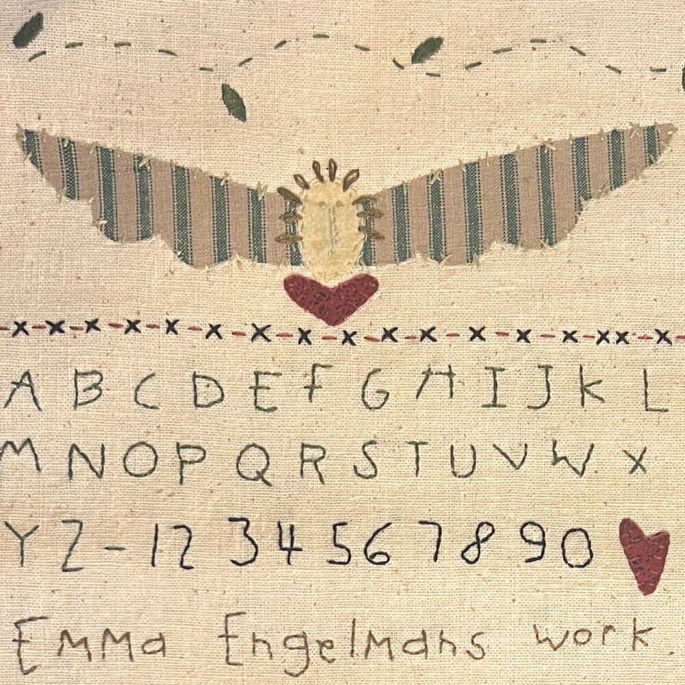Hand Stitched Antique Needlework Sampler Reproduction Appliqué & Embroidery - Picture 7 of 16